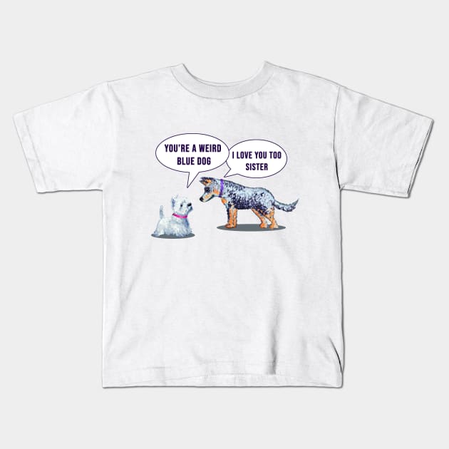 heeler and westie love Kids T-Shirt by Brash Ideas